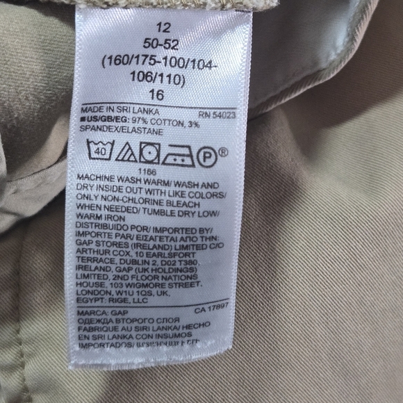 GAP Womens High Rise Pleated Wide Leg Crop Cotton Stretch Khaki Pants Size 12 - Picture 5 of 7